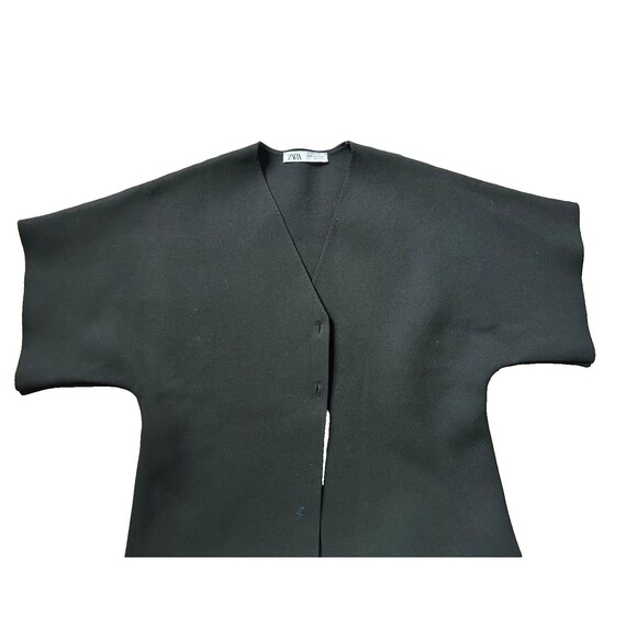 Women's Zara Black Ponte Short Sleeve Cardigan Top Size XL - Picture 2 of 8